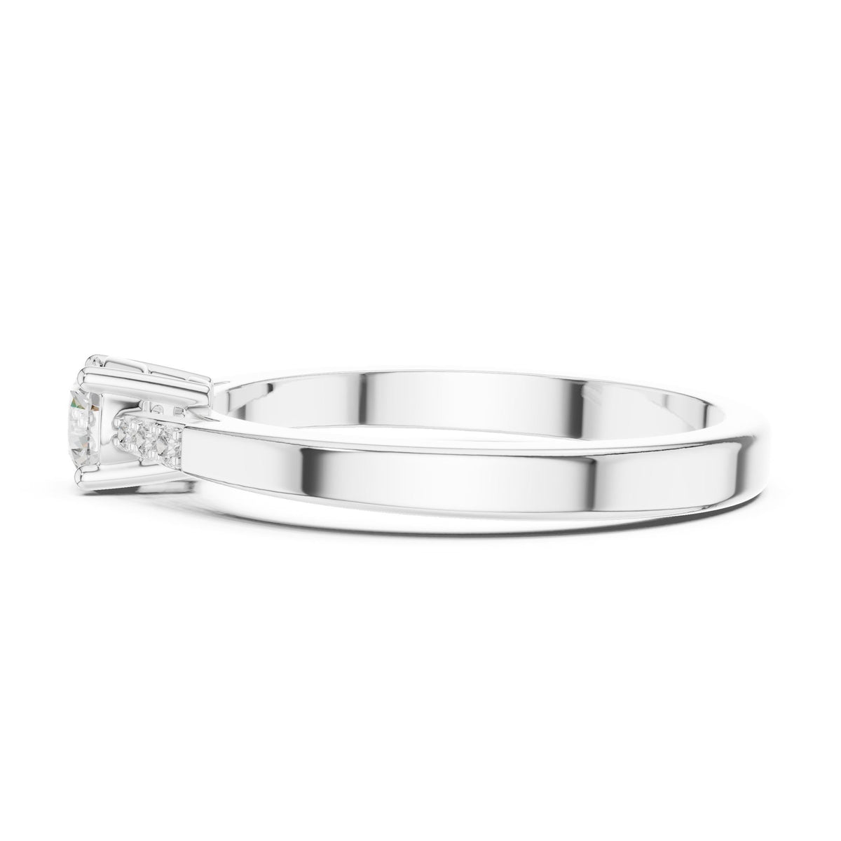 Round Accented Lab Grown Diamond Engagement Ring