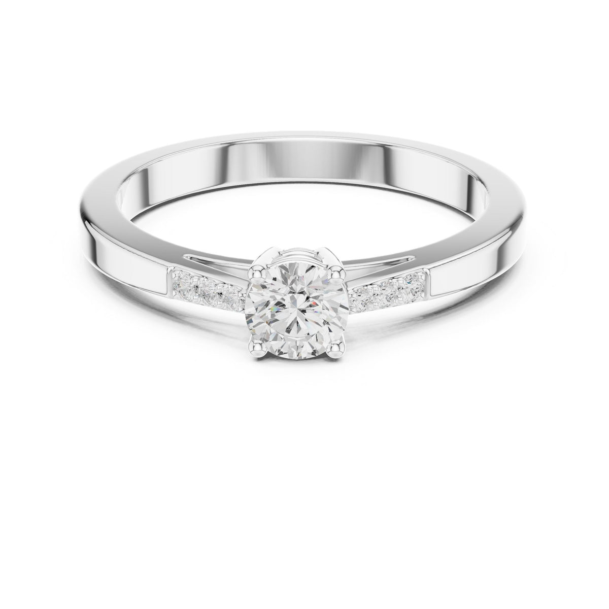 Round Accented Lab Grown Diamond Engagement Ring