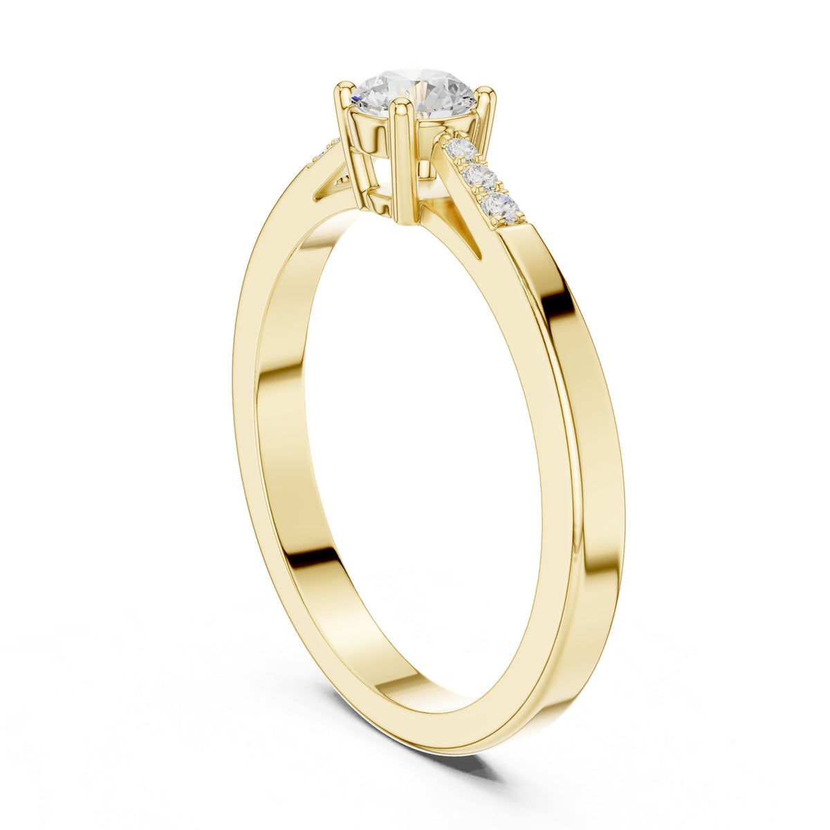 Round Accented Lab Grown Diamond Engagement Ring