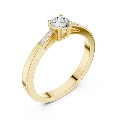 Round Accented Lab Grown Diamond Engagement Ring