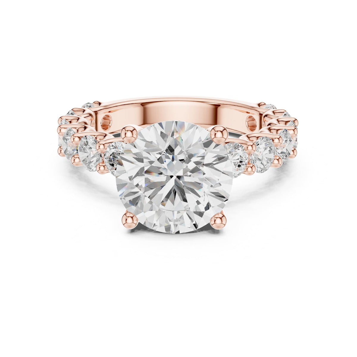 Round Accented Lab Grown Diamond Engagement Ring