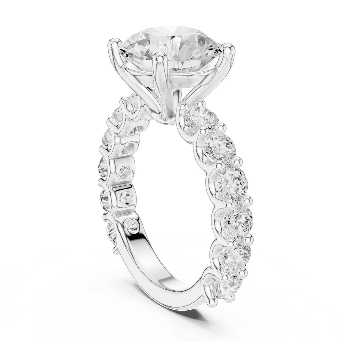 Round Accented Lab Grown Diamond Engagement Ring