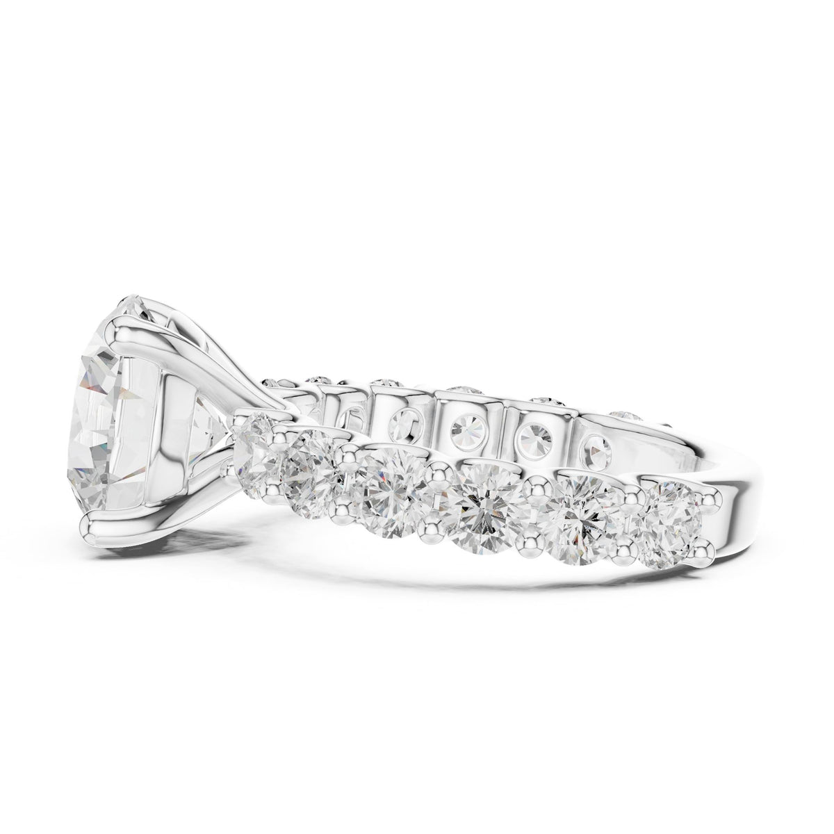 Round Accented Lab Grown Diamond Engagement Ring