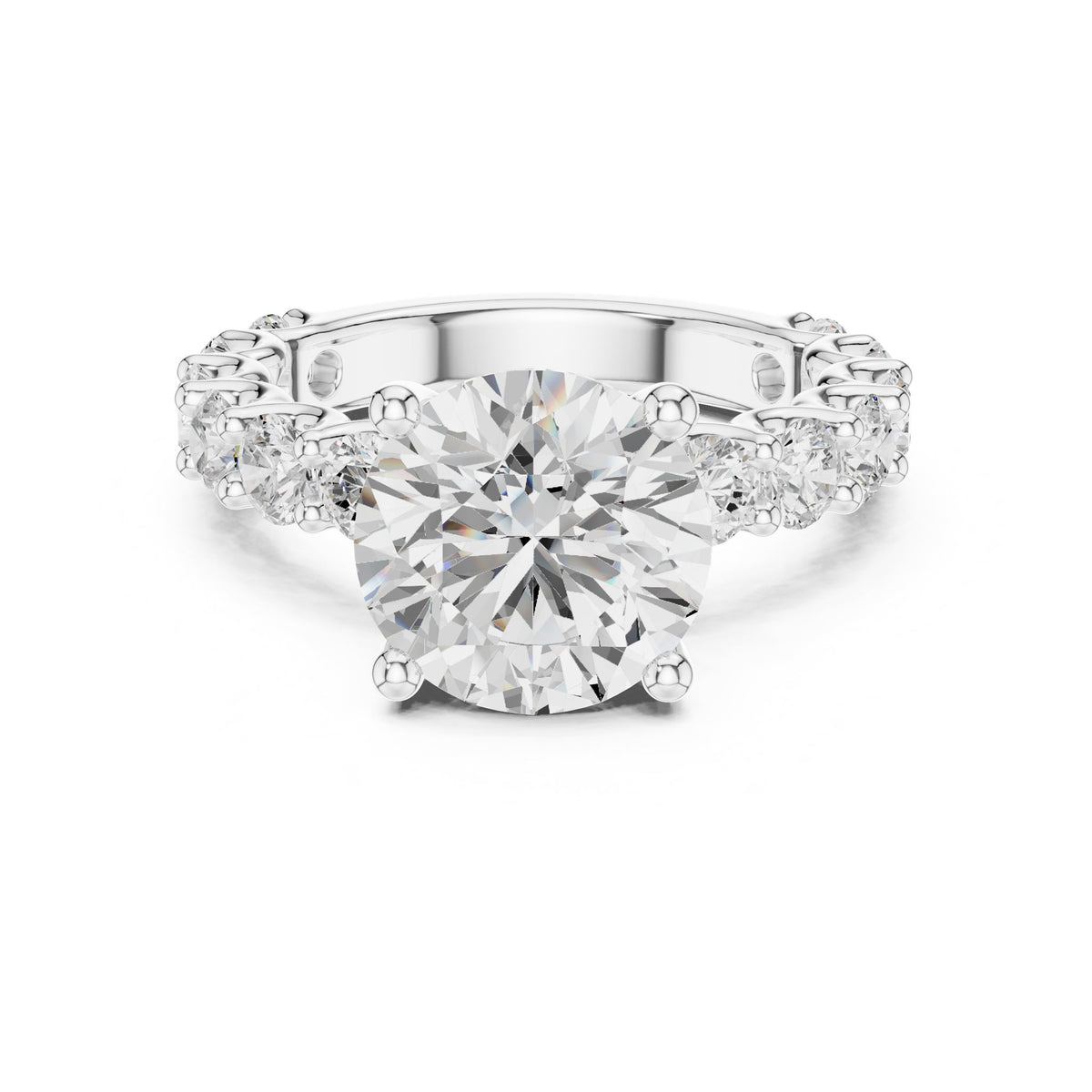 Round Accented Lab Grown Diamond Engagement Ring
