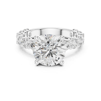 Round Accented Lab Grown Diamond Engagement Ring