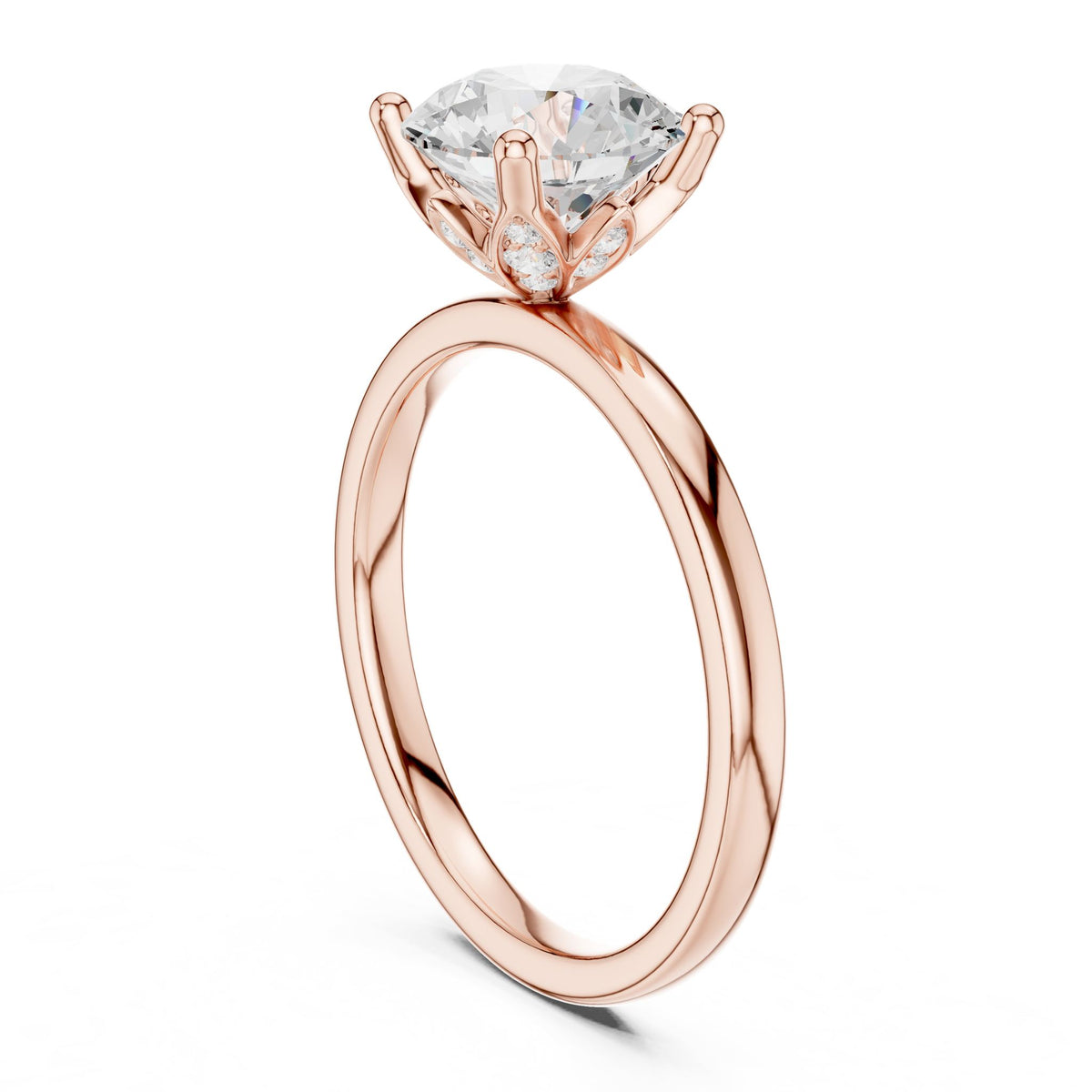 Round Accented Lab Grown Diamond Engagement Ring