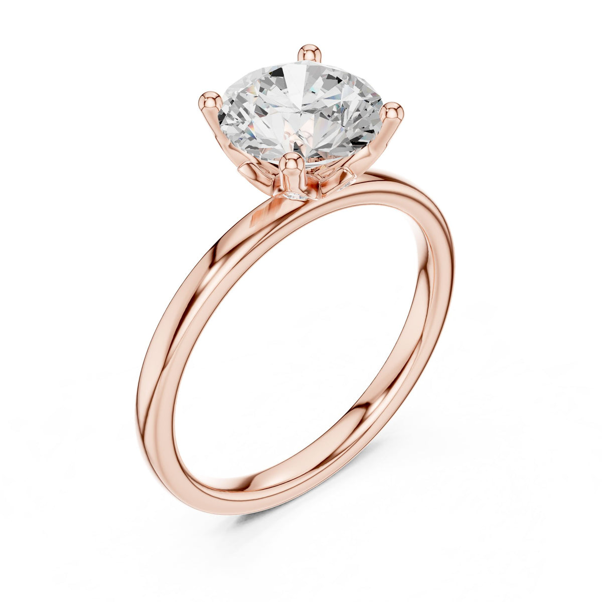 Round Accented Lab Grown Diamond Engagement Ring