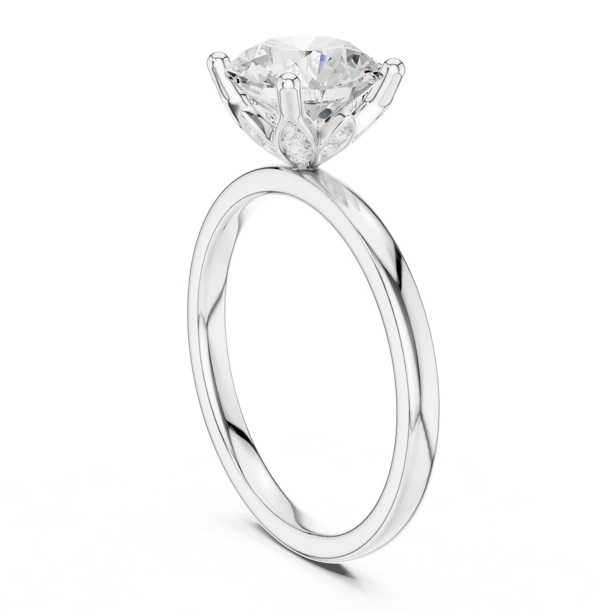 Round Accented Lab Grown Diamond Engagement Ring