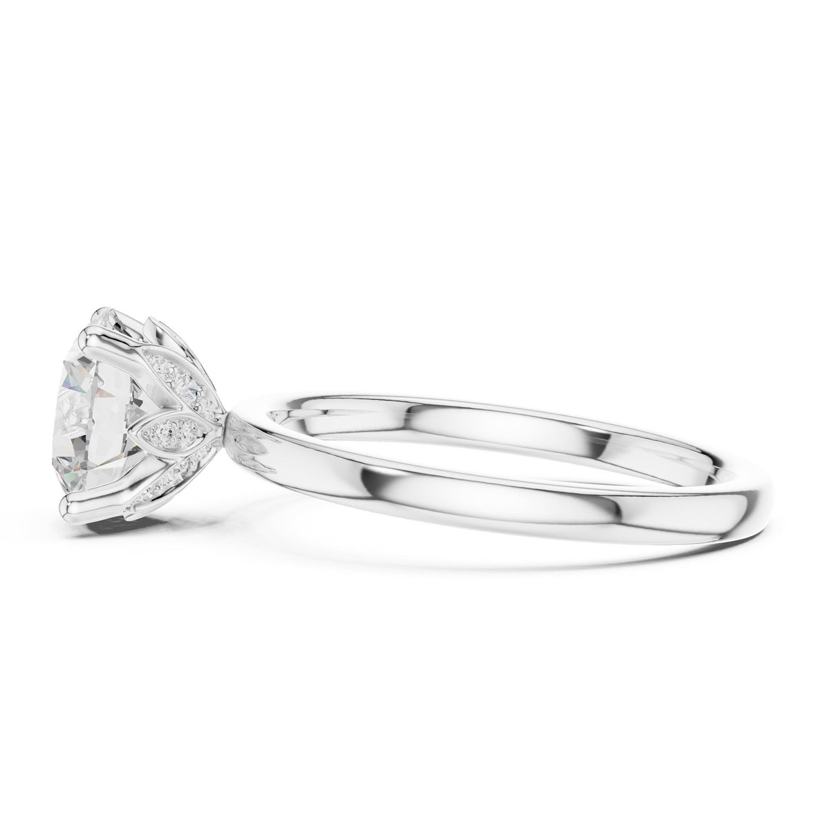 Round Accented Lab Grown Diamond Engagement Ring