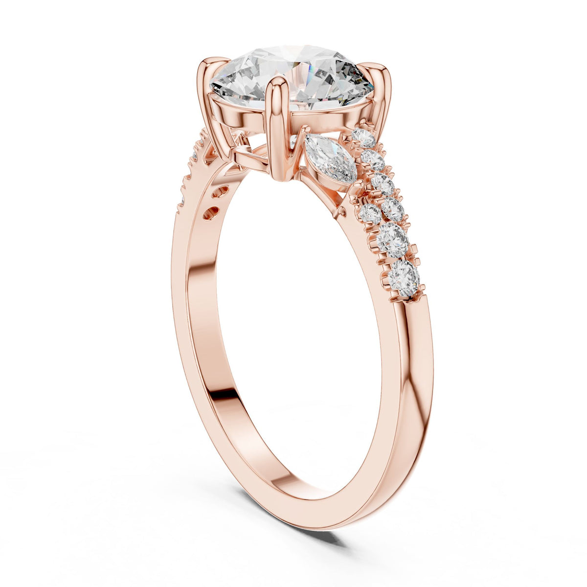 Round Accented Lab Grown Diamond Engagement Ring
