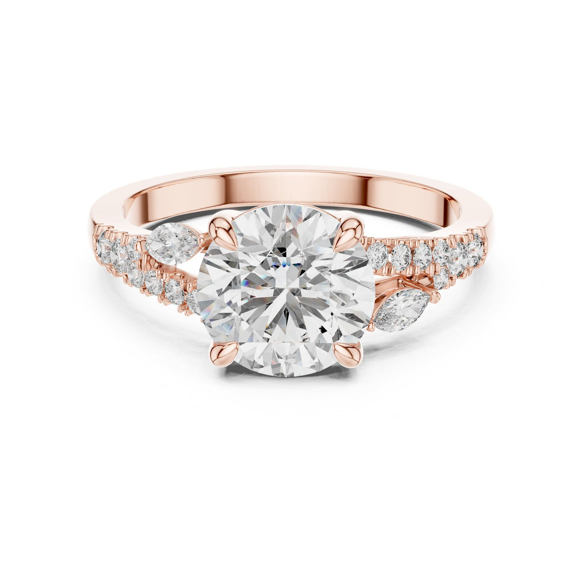 Round Accented Lab Grown Diamond Engagement Ring
