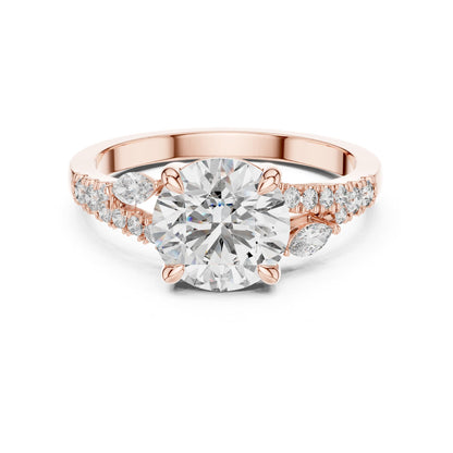 Round Accented Lab Grown Diamond Engagement Ring