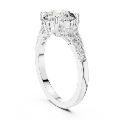 Round Accented Lab Grown Diamond Engagement Ring