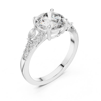 Round Accented Lab Grown Diamond Engagement Ring