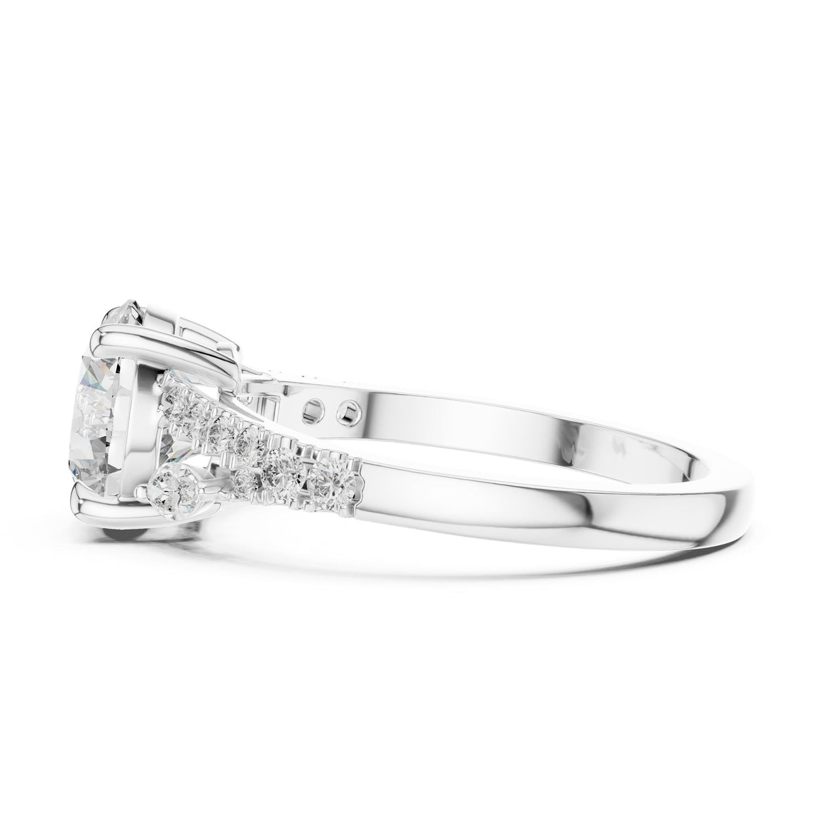 Round Accented Lab Grown Diamond Engagement Ring