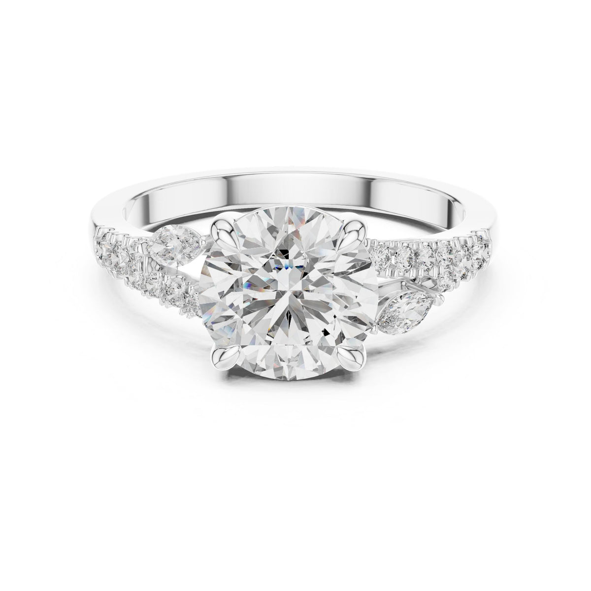Round Accented Lab Grown Diamond Engagement Ring