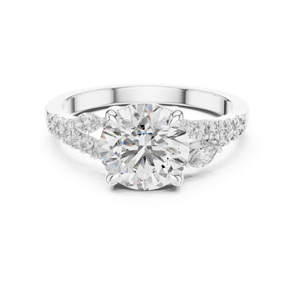 Round Accented Lab Grown Diamond Engagement Ring