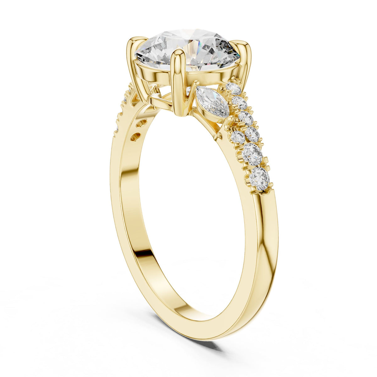 Round Accented Lab Grown Diamond Engagement Ring