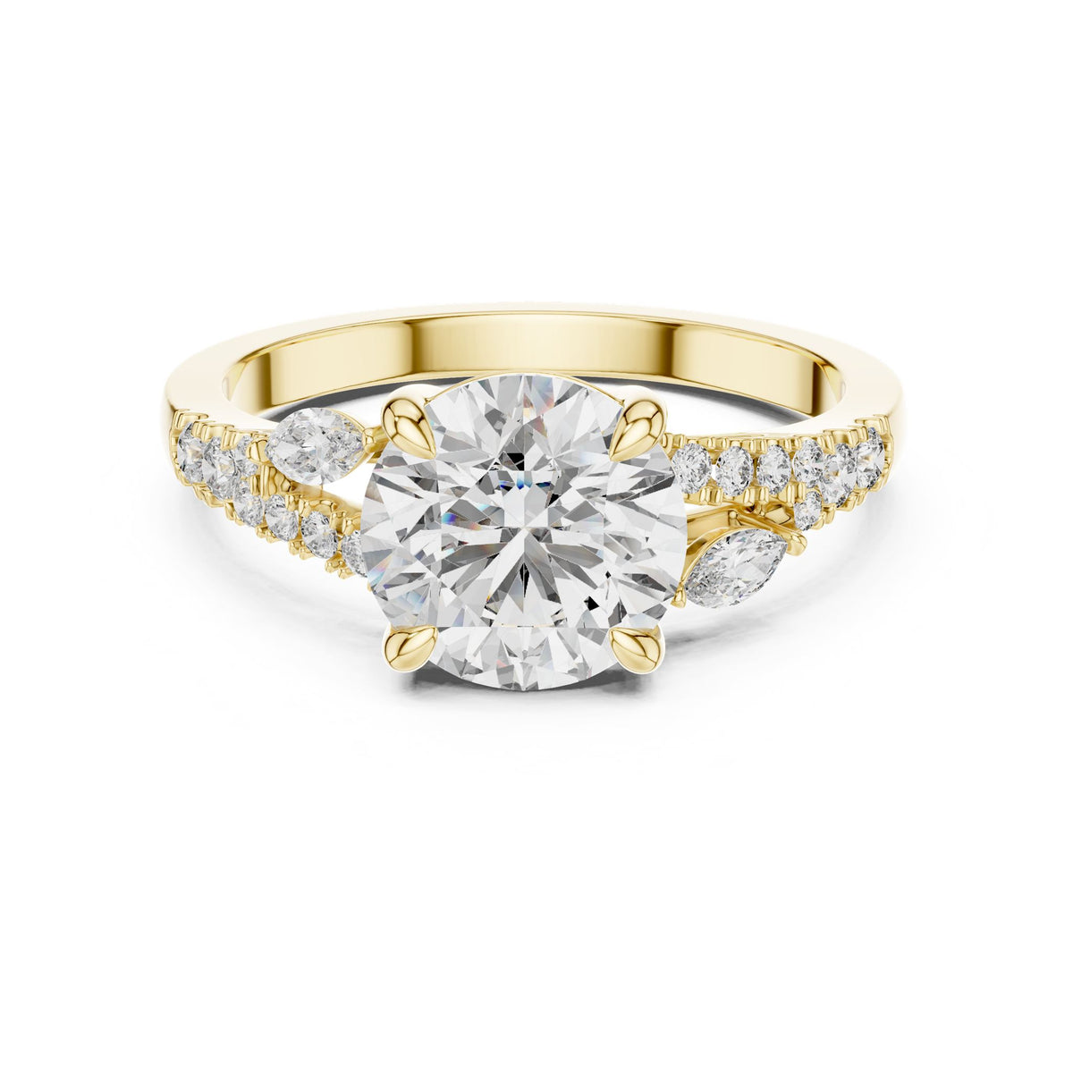 Round Accented Lab Grown Diamond Engagement Ring