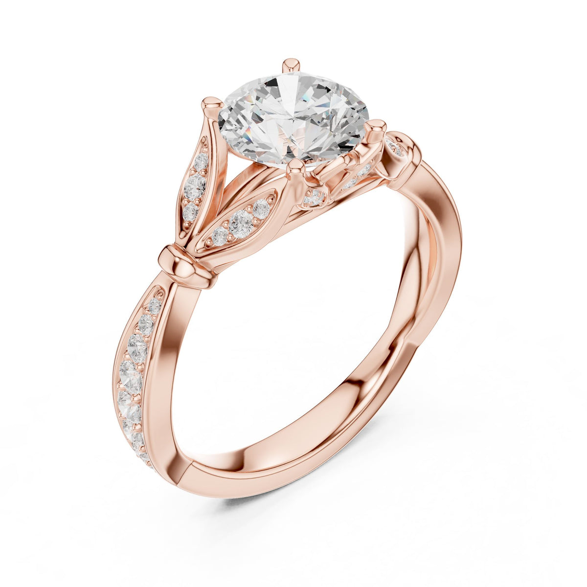 Round Accented Lab Grown Diamond Engagement Ring
