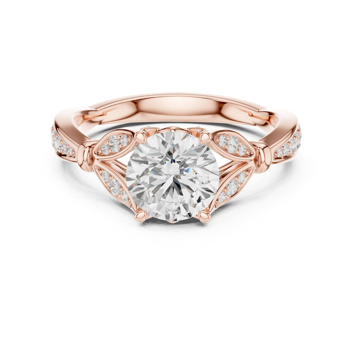 Round Accented Lab Grown Diamond Engagement Ring
