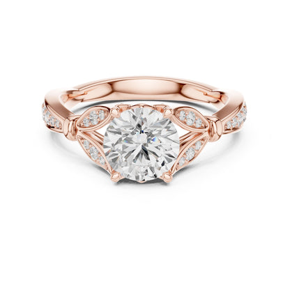 Round Accented Lab Grown Diamond Engagement Ring