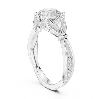 Round Accented Lab Grown Diamond Engagement Ring
