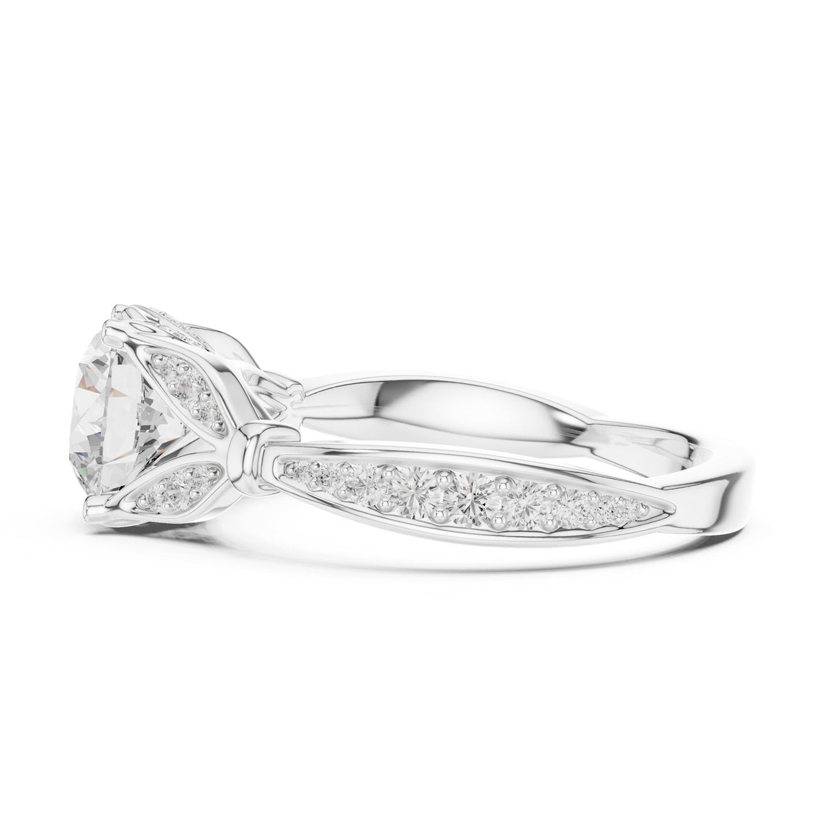 Round Accented Lab Grown Diamond Engagement Ring