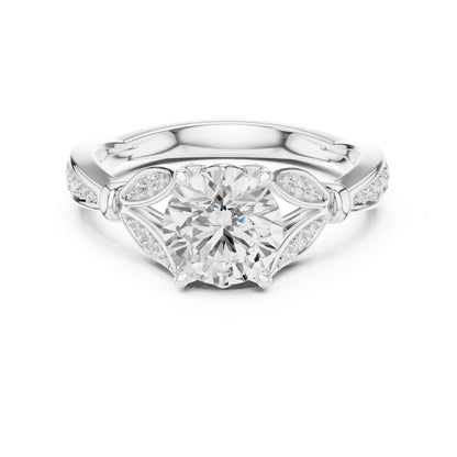 Round Accented Lab Grown Diamond Engagement Ring