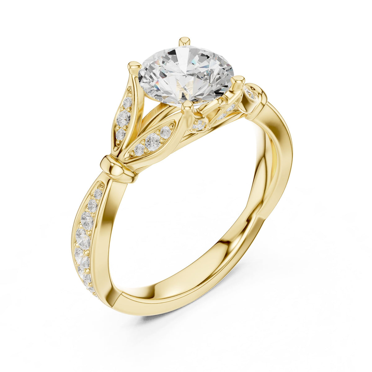 Round Accented Lab Grown Diamond Engagement Ring