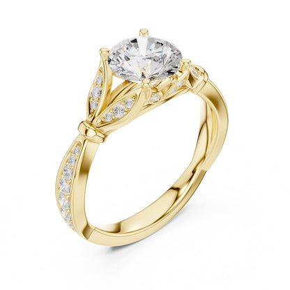 Round Accented Lab Grown Diamond Engagement Ring