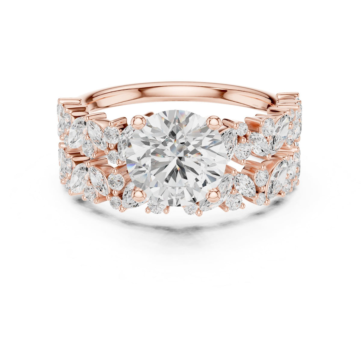 Round Accented Lab Grown Diamond Engagement Ring
