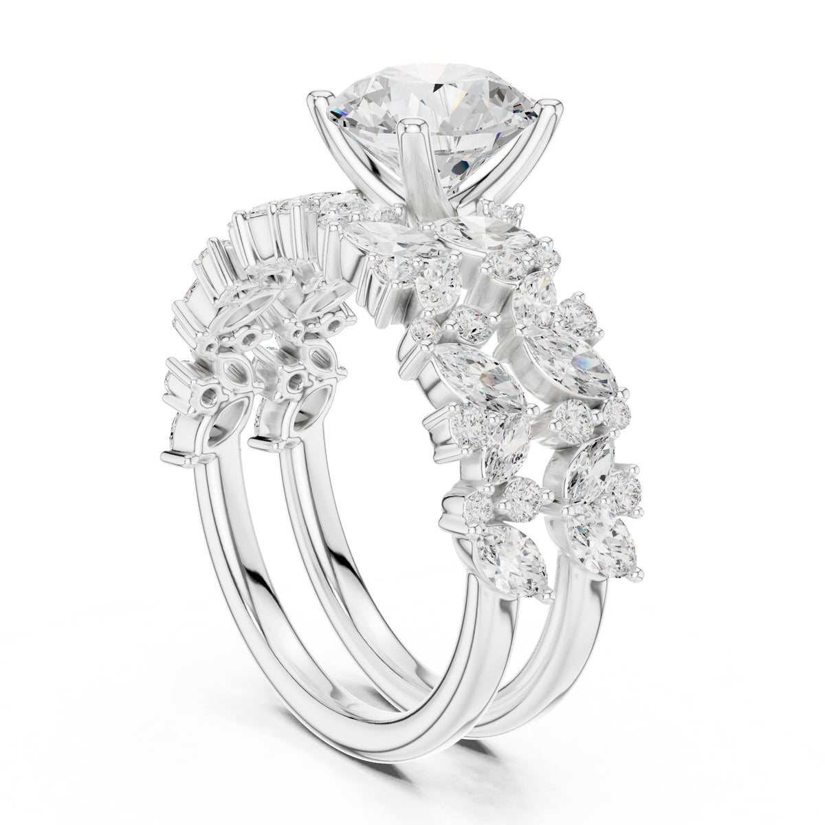 Round Accented Lab Grown Diamond Engagement Ring