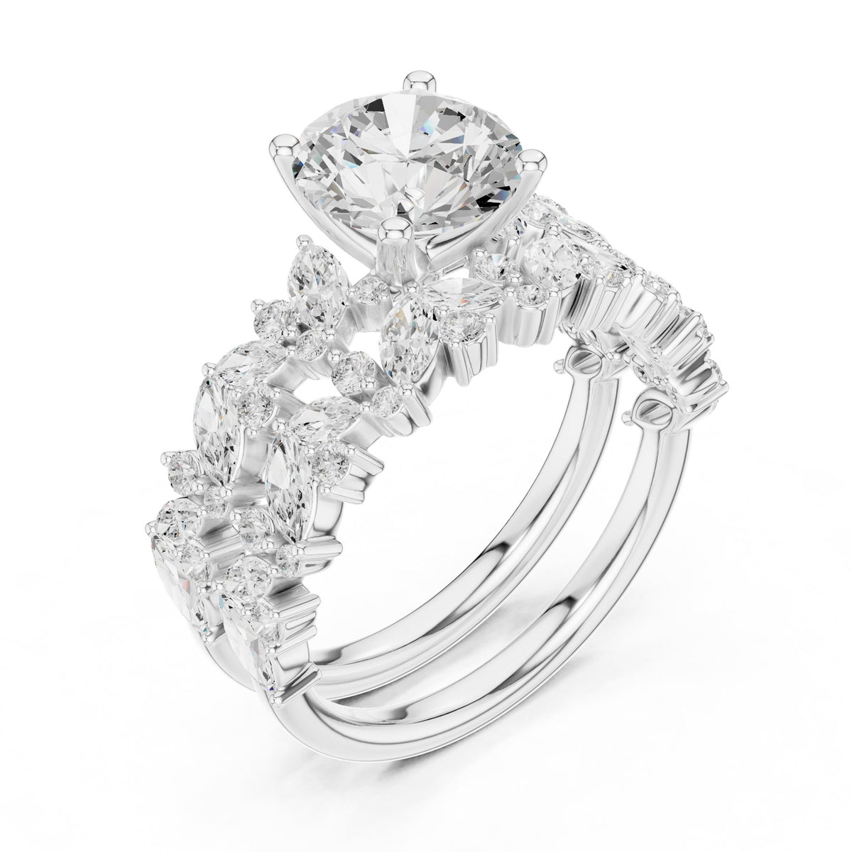 Round Accented Lab Grown Diamond Engagement Ring