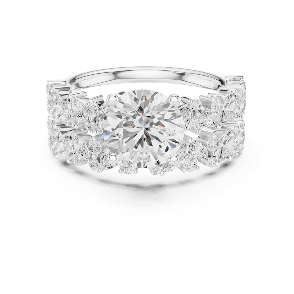 Round Accented Lab Grown Diamond Engagement Ring