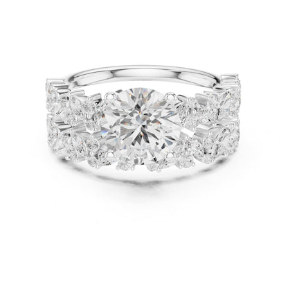 Round Accented Lab Grown Diamond Engagement Ring