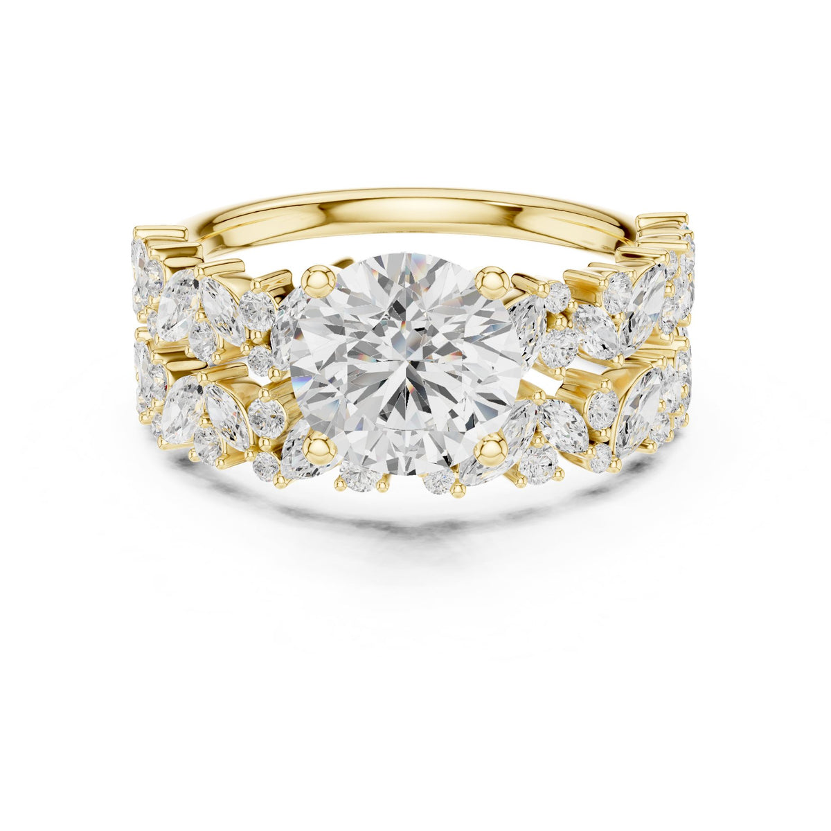 Round Accented Lab Grown Diamond Engagement Ring