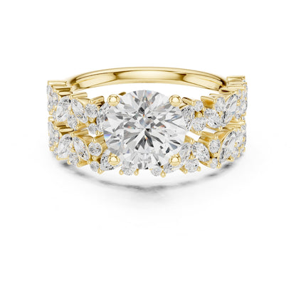 Round Accented Lab Grown Diamond Engagement Ring