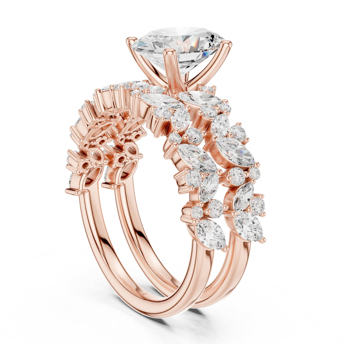 Round Accented Lab Grown Diamond Engagement Ring