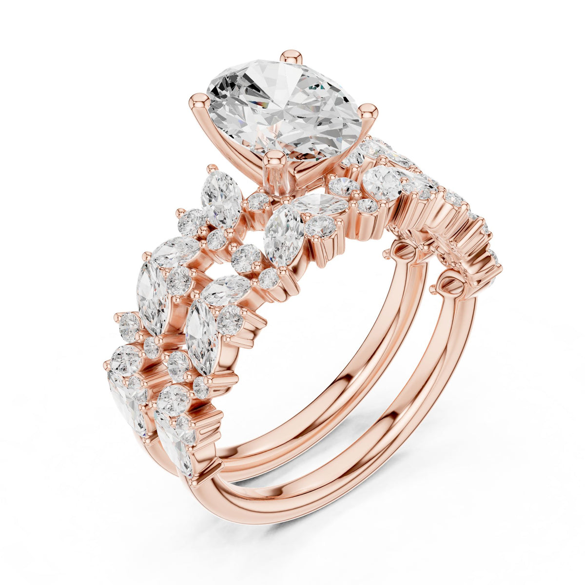 Round Accented Lab Grown Diamond Engagement Ring