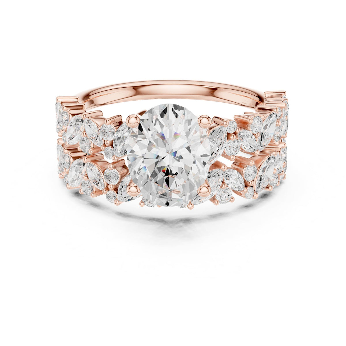Round Accented Lab Grown Diamond Engagement Ring