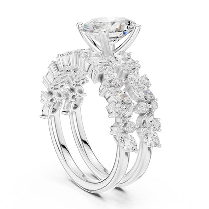 Round Accented Lab Grown Diamond Engagement Ring