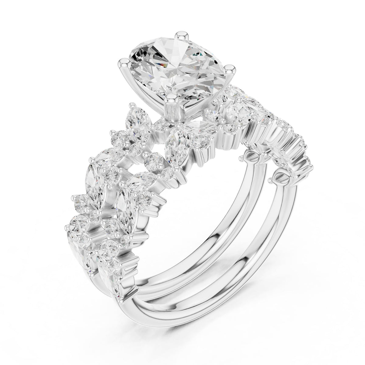 Round Accented Lab Grown Diamond Engagement Ring