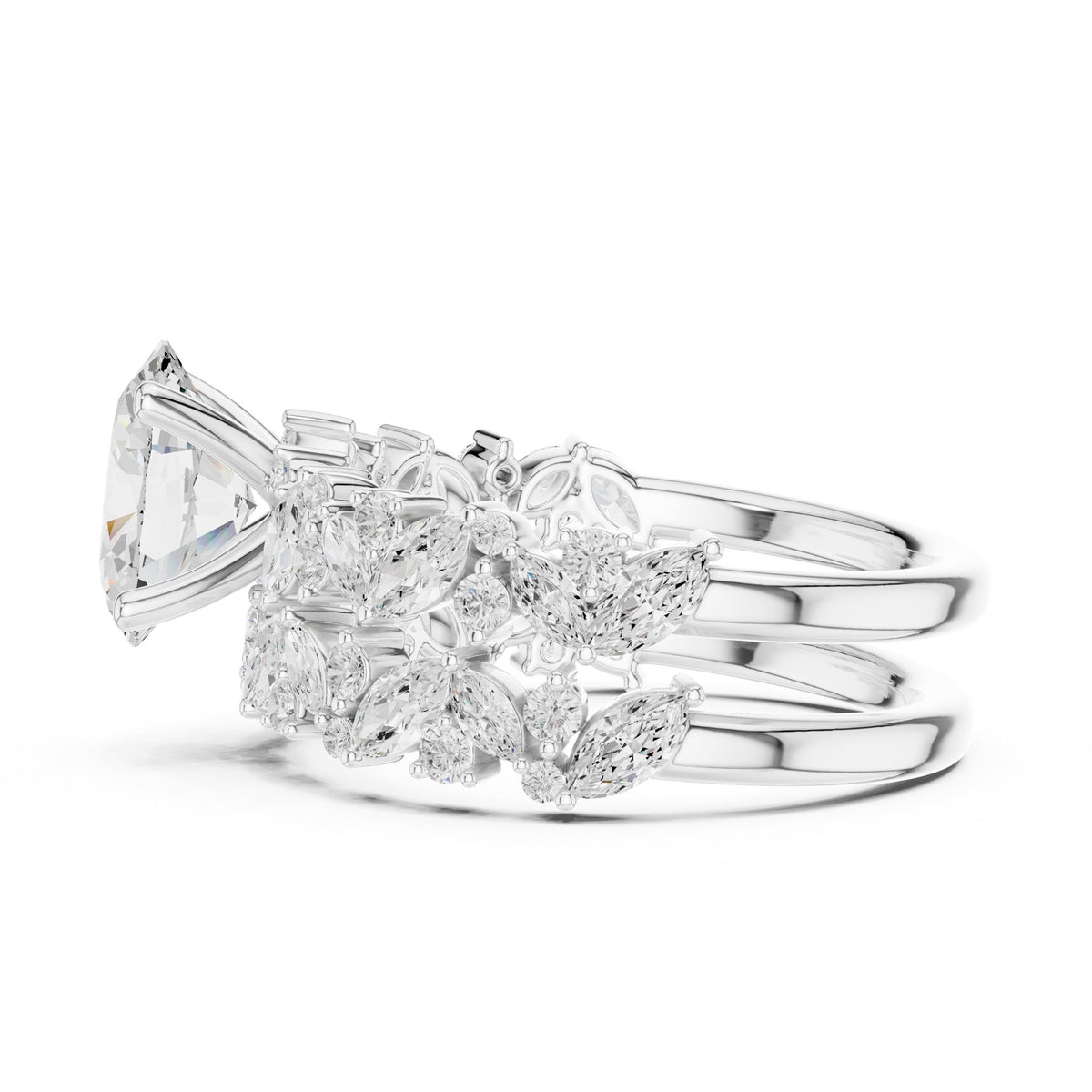 Round Accented Lab Grown Diamond Engagement Ring