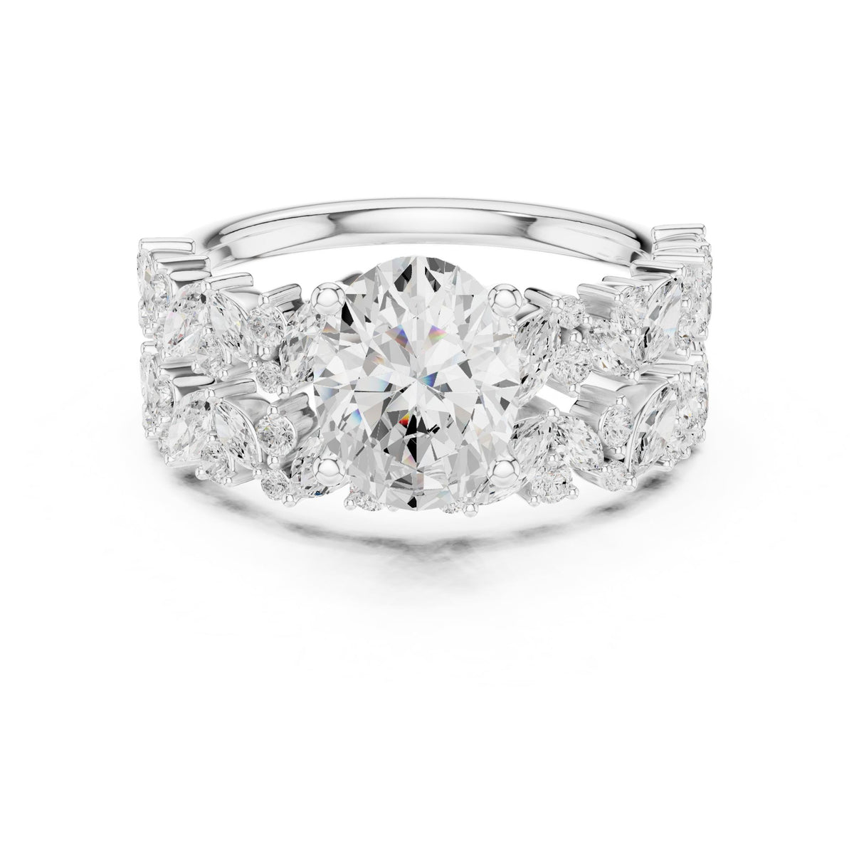 Round Accented Lab Grown Diamond Engagement Ring