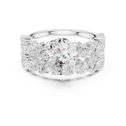 Round Accented Lab Grown Diamond Engagement Ring