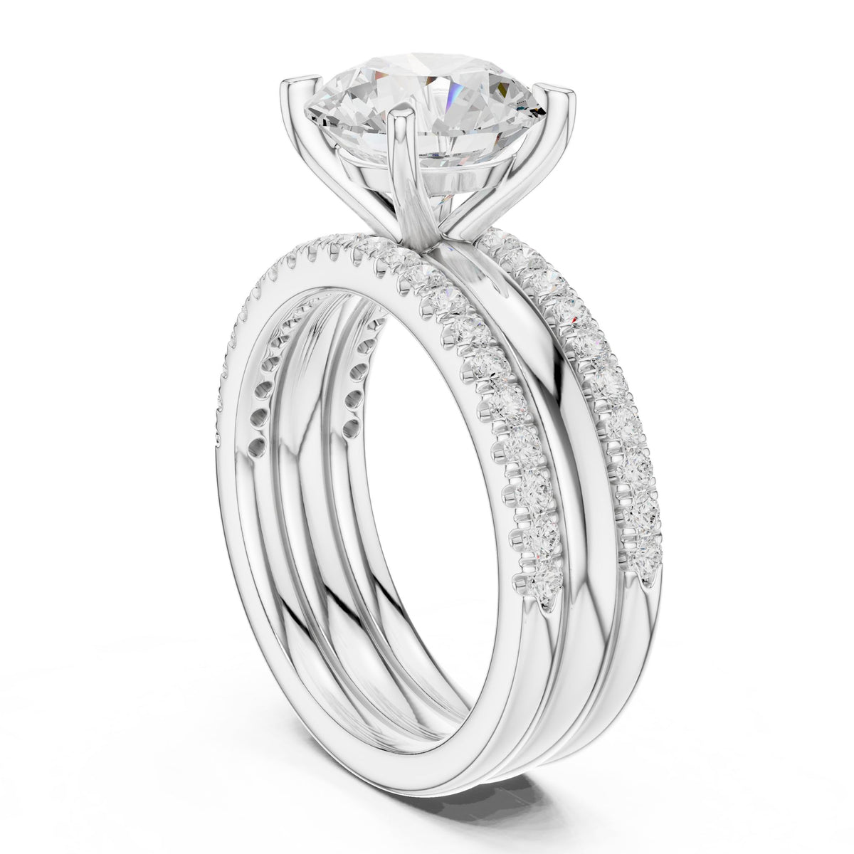 Round Accented Lab Grown Diamond Engagement Ring