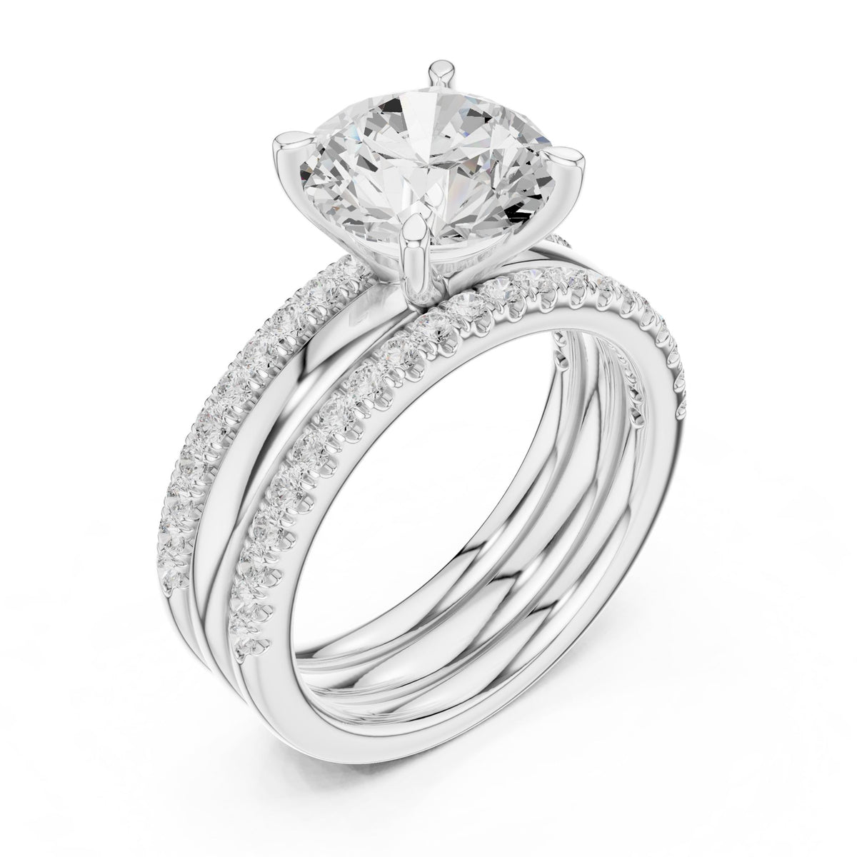 Round Accented Lab Grown Diamond Engagement Ring