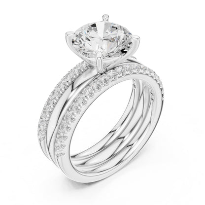 Round Accented Lab Grown Diamond Engagement Ring