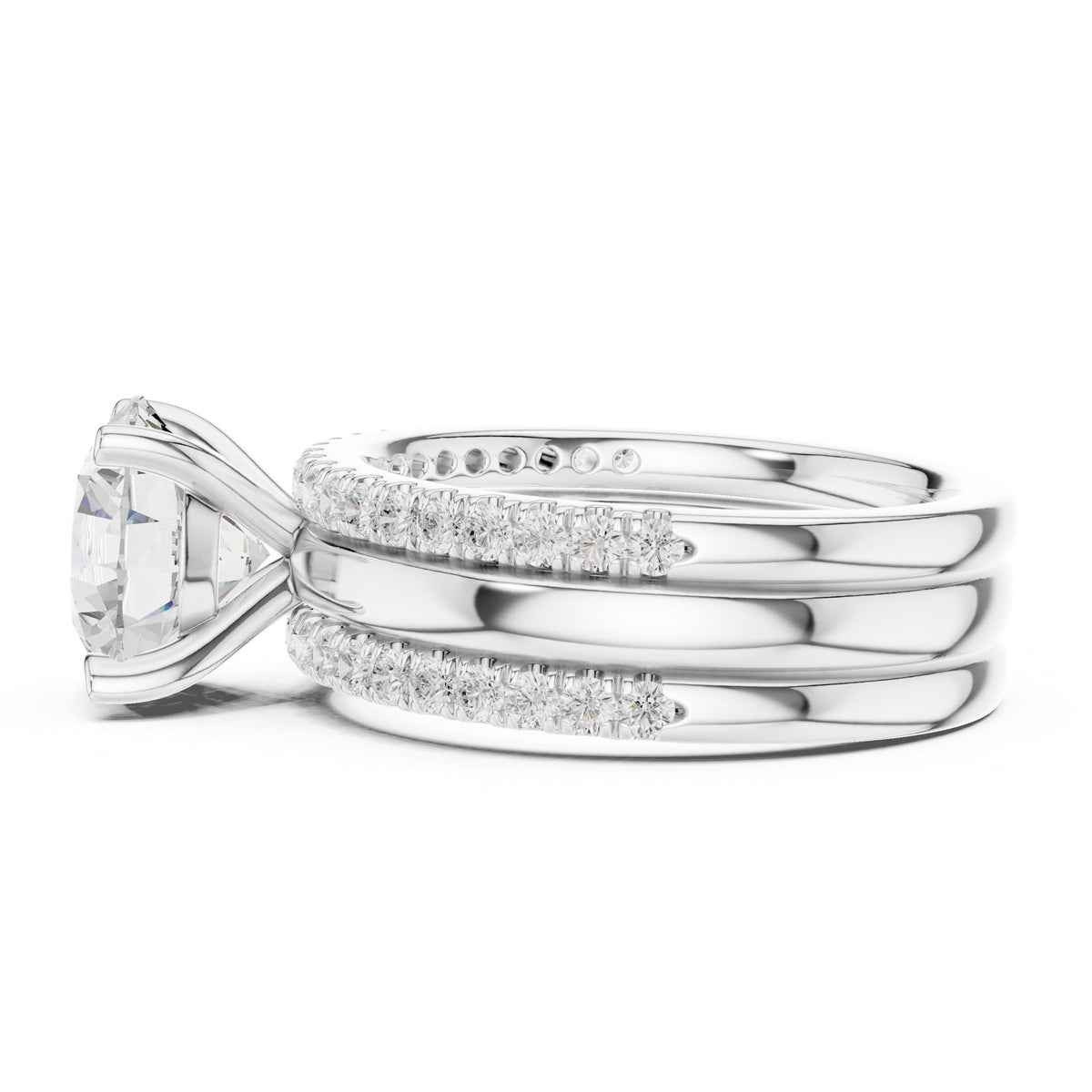 Round Accented Lab Grown Diamond Engagement Ring